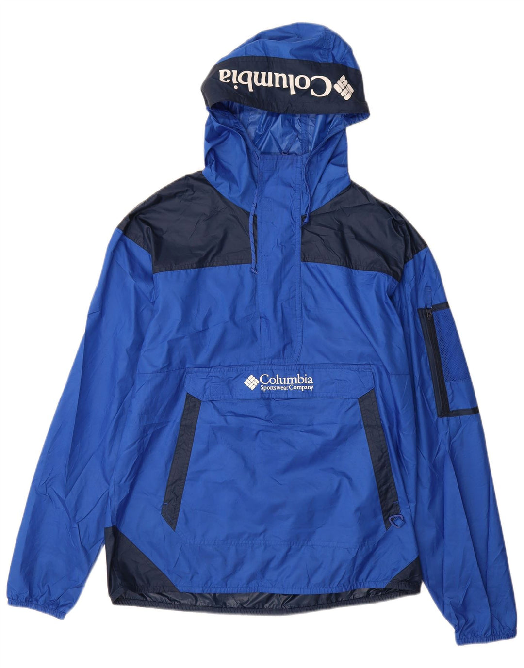 Columbia Herren-Anorakjacke mit grafischer Kapuze, UK 38, Mittelblau, Farbblock