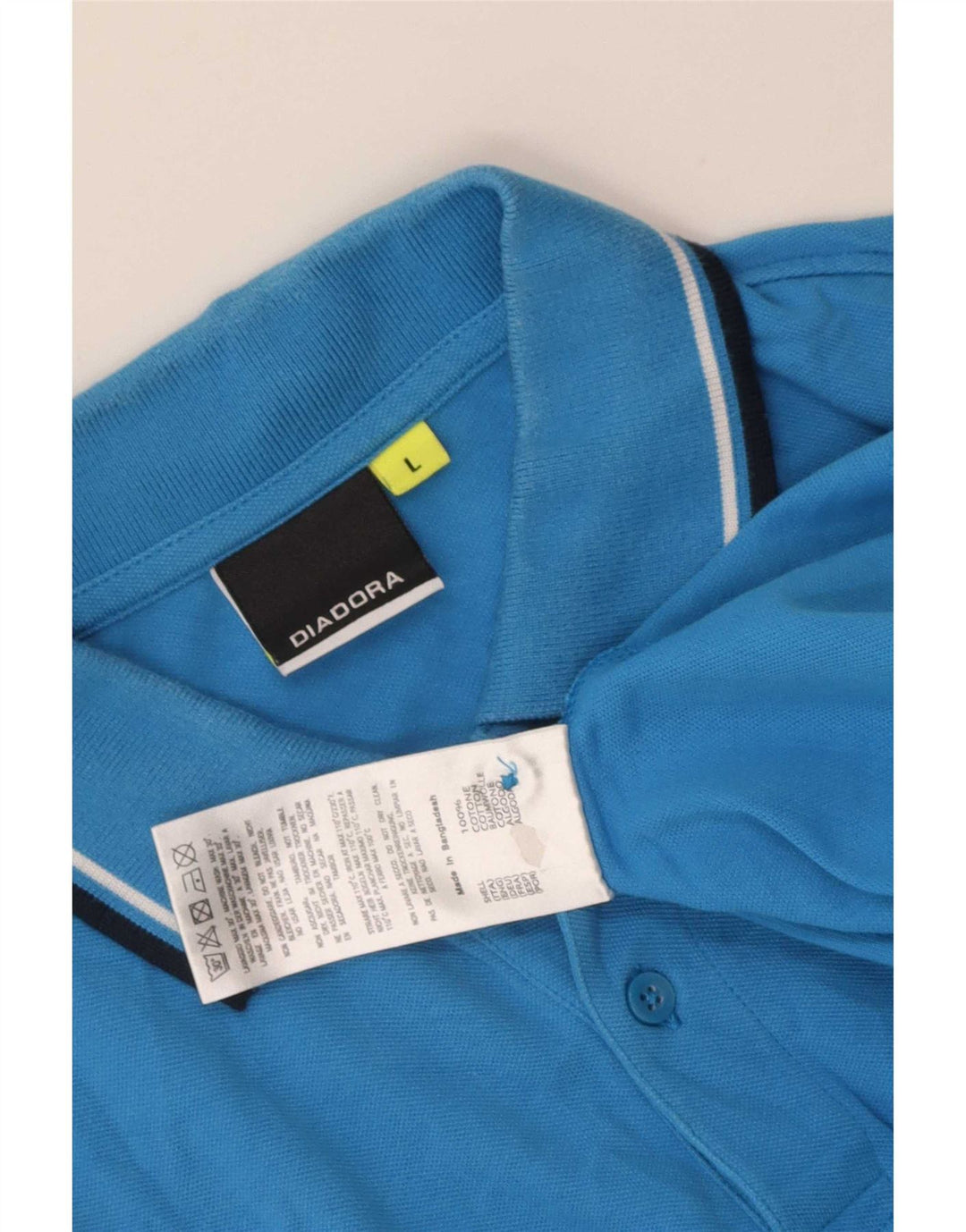 Diadora Herren-Poloshirt, groß, blau gestreift, Baumwolle