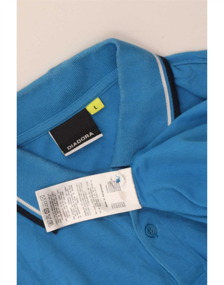 Diadora Herren-Poloshirt, groß, blau gestreift, Baumwolle