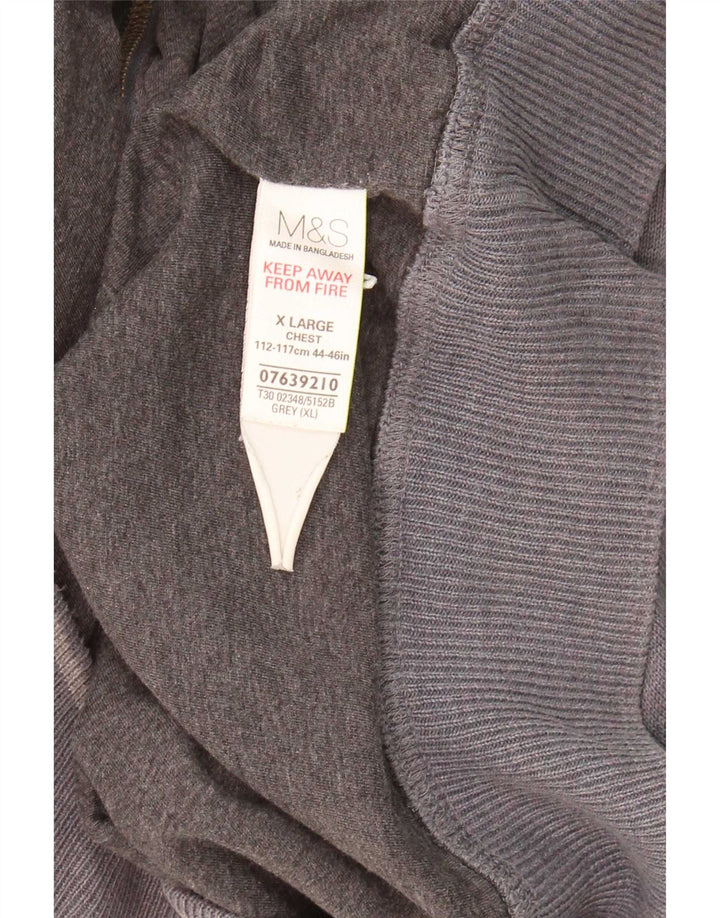 Marks & Spencer Herren-Cardigan-Pullover XL aus grauer Baumwolle