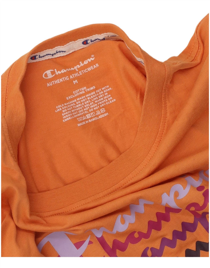 Champion Womens Graphic T-Shirt Top UK 12 Mittelorange Baumwolle