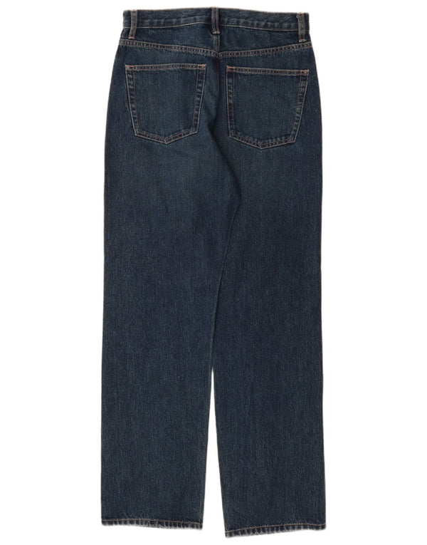 Topshop Damen Kort Straight Jeans W28 L32 Blaue Baumwolle