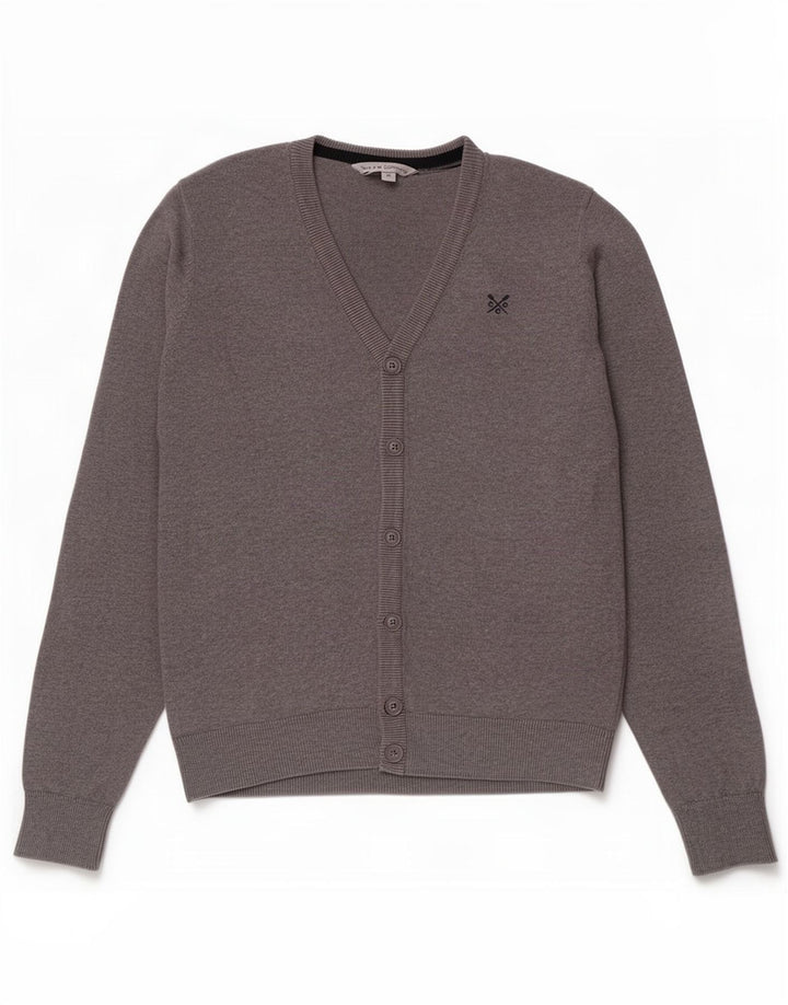 Crew Clothing Herren-Strickjacke aus mittelgrauer Baumwolle