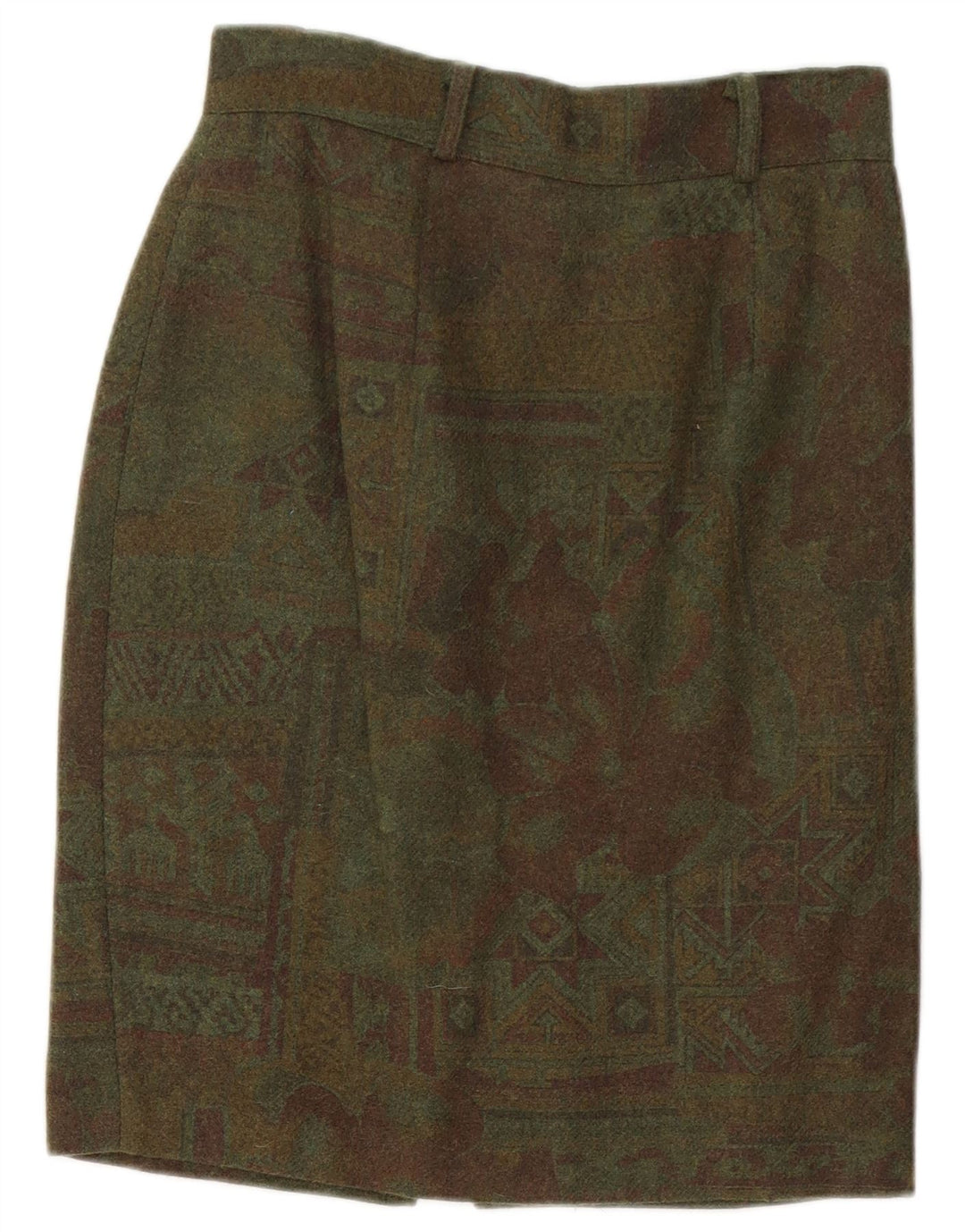 Vintage Damen Bleistiftrock W26 Klein Grün Geometrisch