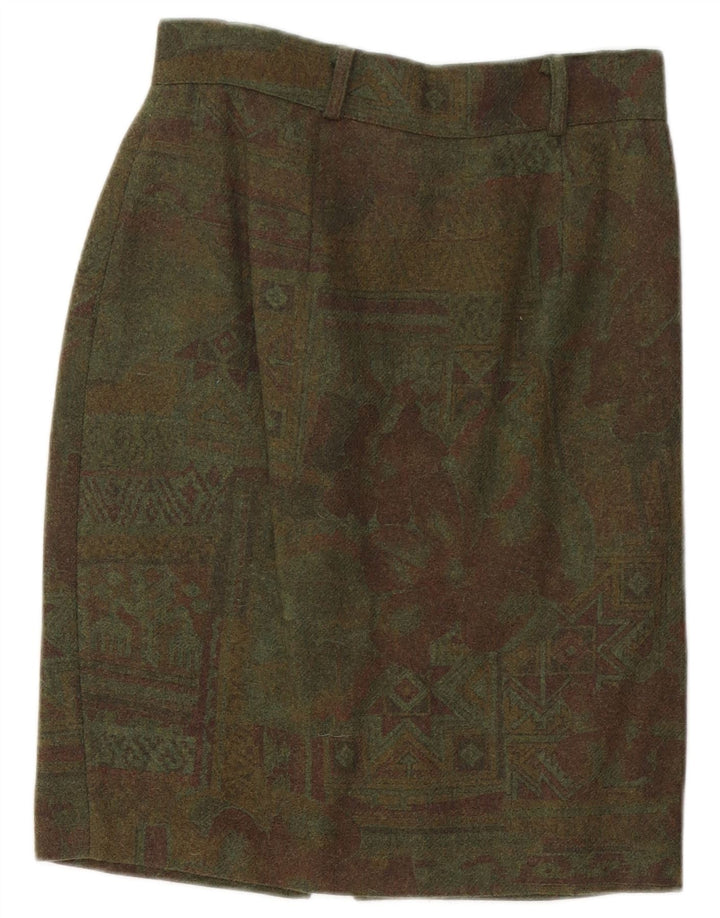 Vintage Damen Bleistiftrock W26 Klein Grün Geometrisch