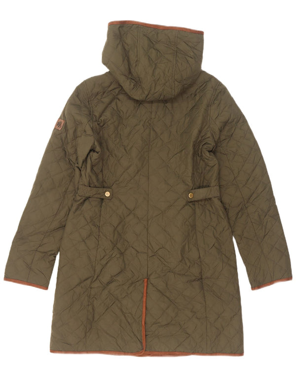 Ralph Lauren Damen Kapuzen-Steppmantel UK 10 Small Khaki