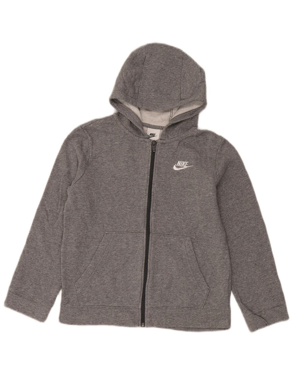 Nike Jungen-Kapuzenpullover mit Reißverschluss, 10–11 Jahre, mittelgraue Baumwolle