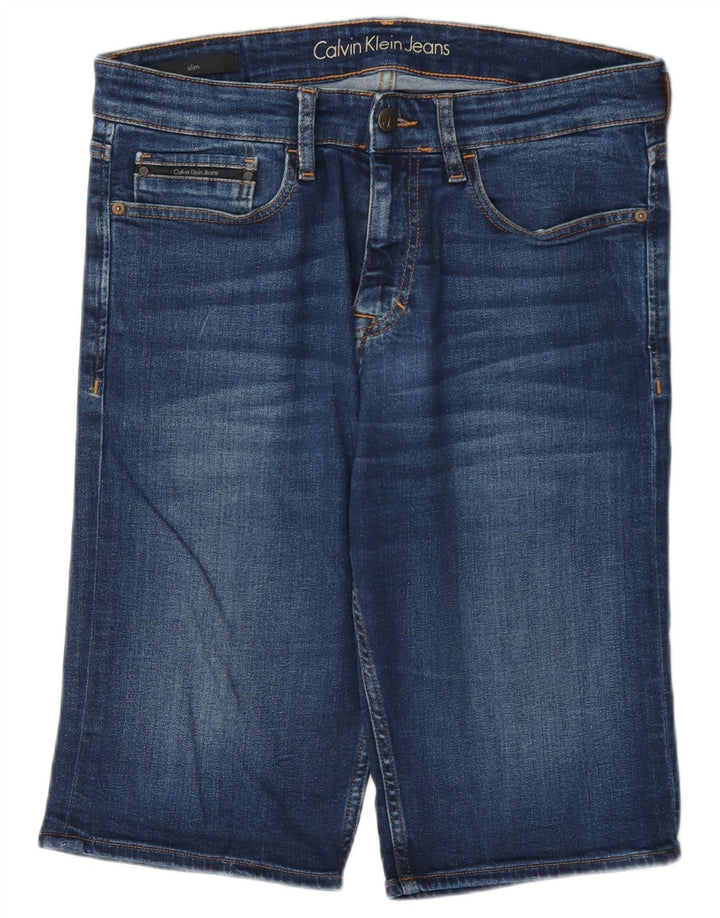 Calvin Klein Herren Denim Shorts W31 Mittelblaue Baumwolle