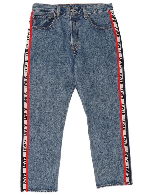 Levi's Damen 501 Graphic Straight Jeans W30 L26 blau gestreift Baumwolle