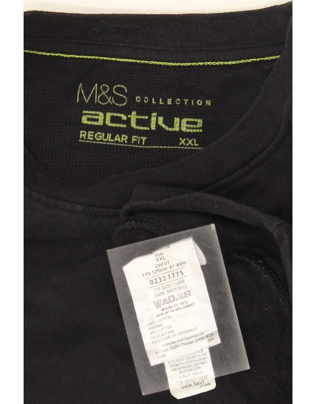 Marks & Spencer Herren-Sweatshirt mit normaler Passform, 2XL, Marineblau, Baumwolle