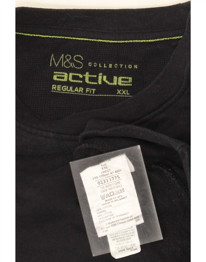 Marks & Spencer Herren-Sweatshirt mit normaler Passform, 2XL, Marineblau, Baumwolle