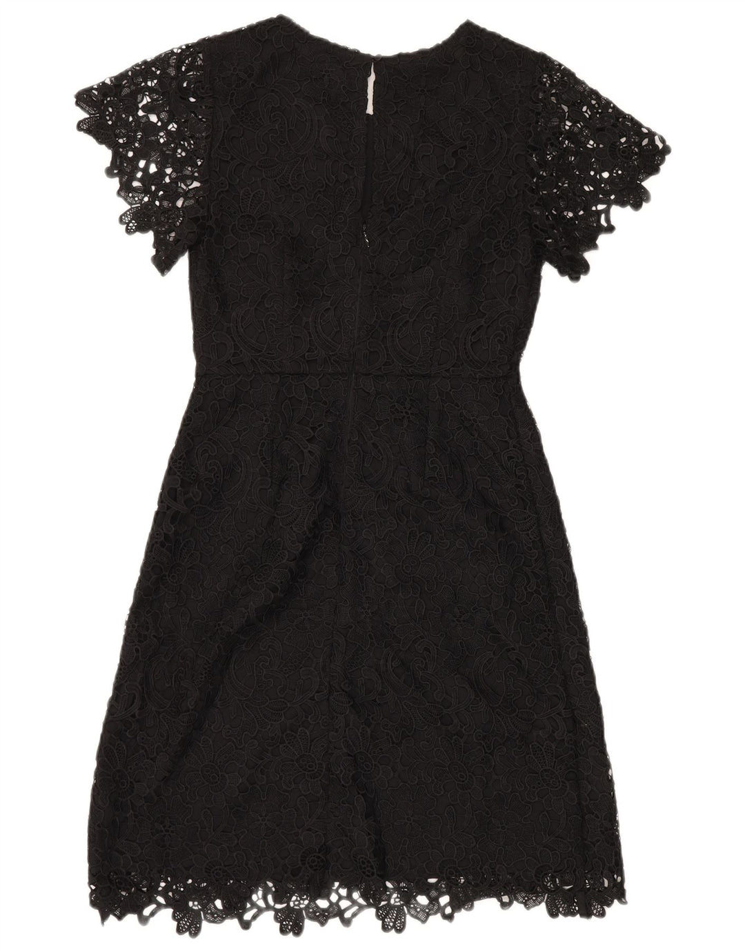 Marks & Spencer Damen Spitzen-Etuikleid, Größe S, Schwarz, Blumenmuster, Polyester