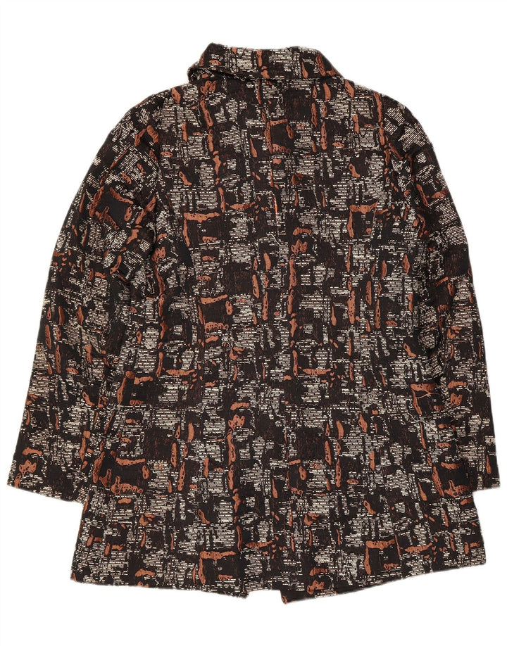 Benetton Womens Abstract Pattern Overcoat UK 10 Small Schwarz Polyester