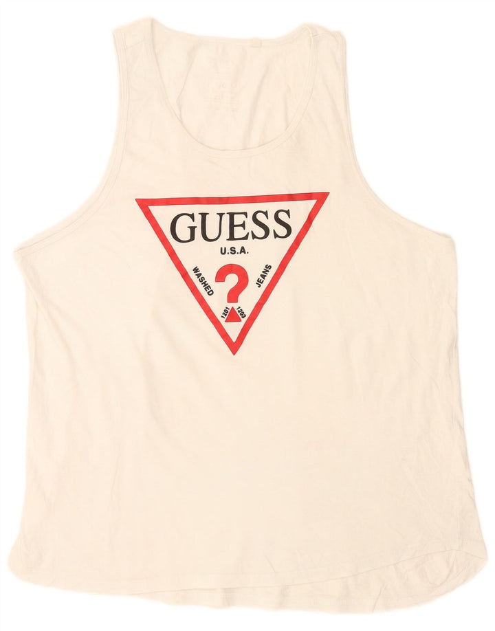 Guess Herren Grafik-Weste-Top, Größe L, Weiß