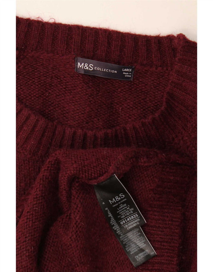 Marks & Spencer Herren-Pullover mit Rundhalsausschnitt, groß, Burgunderrot, Acryl