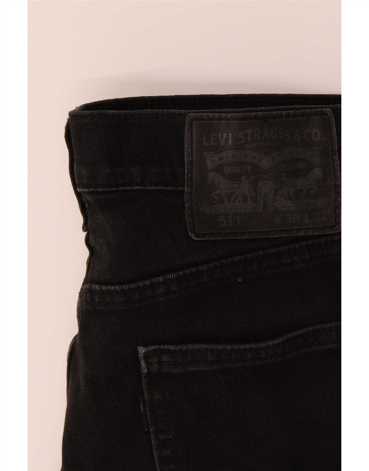 Levi's Herren 511 Slim Jeans W30 L32 schwarze Baumwolle