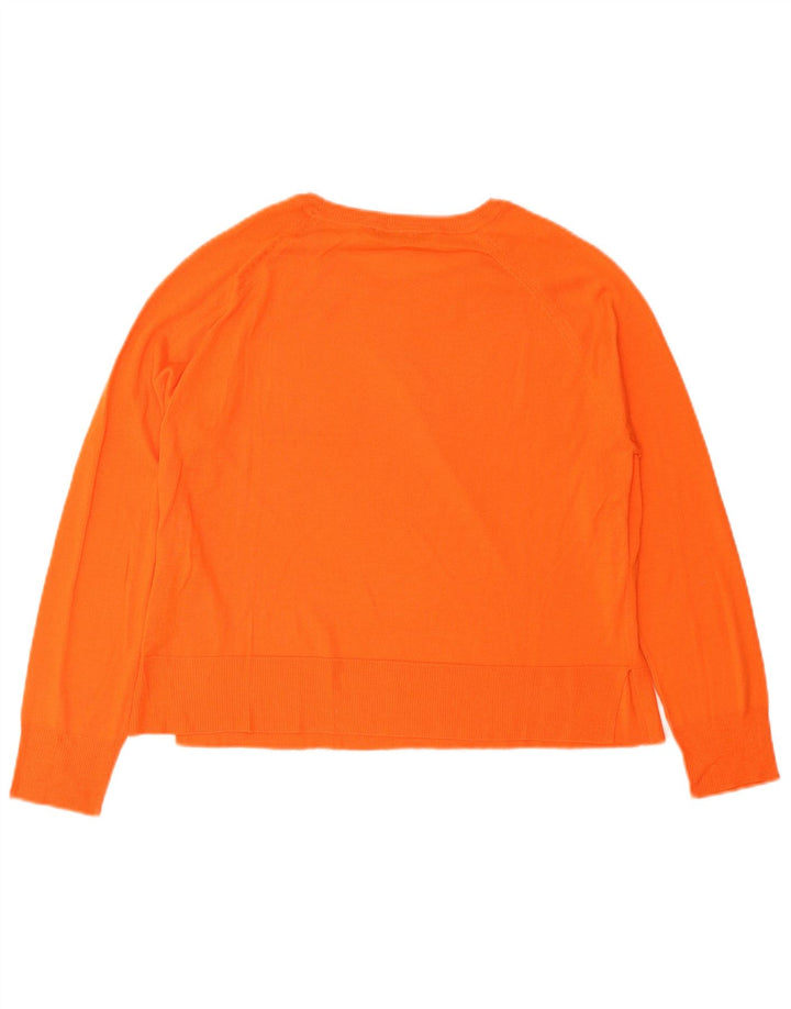 ZARA Womens Crop Oversized Crew Neck Jumper Sweater UK 10 Small Orange