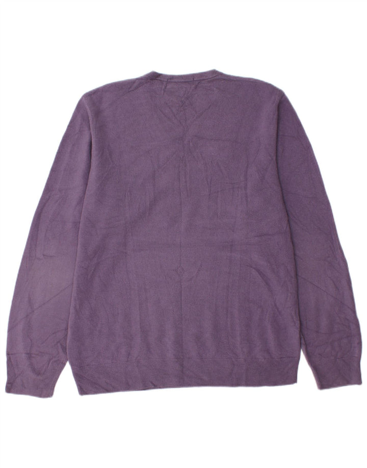 Marks & Spencer Herren Blauer Harbor-Pullover mit V-Ausschnitt Mittelviolett