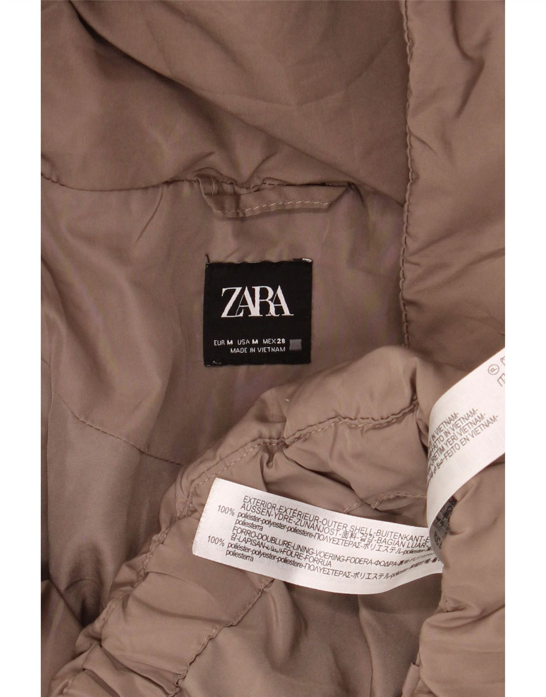 Zara Damen-Kapuzen-Übergröße, gepolsterte Jacke, UK 14, Mittelbraun, Polyester