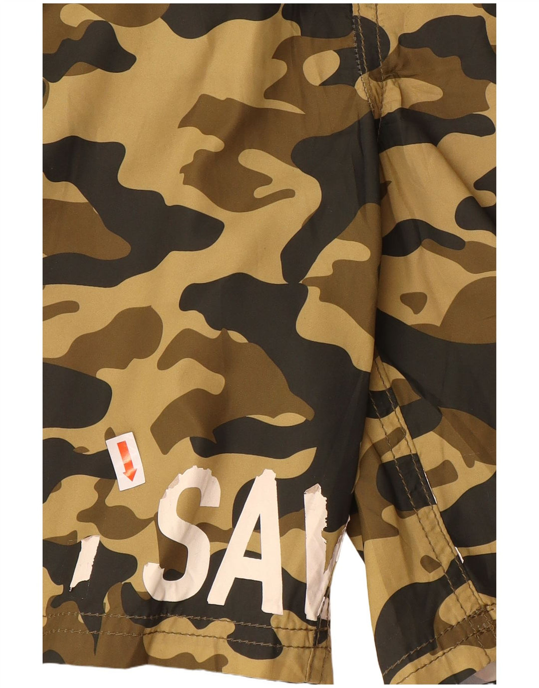Zara Herren-Badeshorts mit Grafik, mittelbraunes Camouflage-Polyester