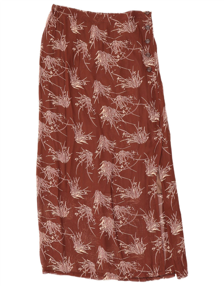 VINTAGE Maxirock mit abstraktem Muster für Damen, W34, großes Kastanienbraun
