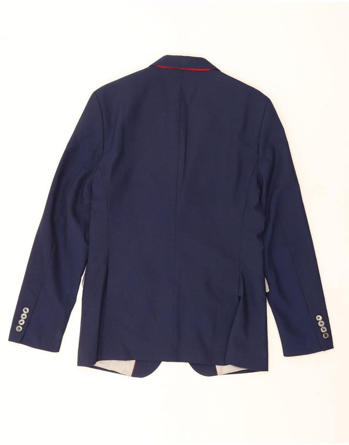 Zara Herren-Blazer mit 2 Knöpfen, IT 48, mittelmarineblaue Wolle