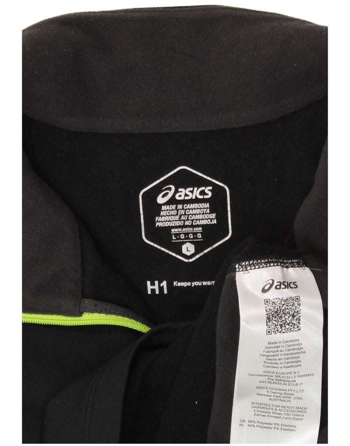 Asics Herren-Pullover-Trainingsanzugoberteil mit Reißverschluss und Halsausschnitt, groß, Schwarz, Farbblock