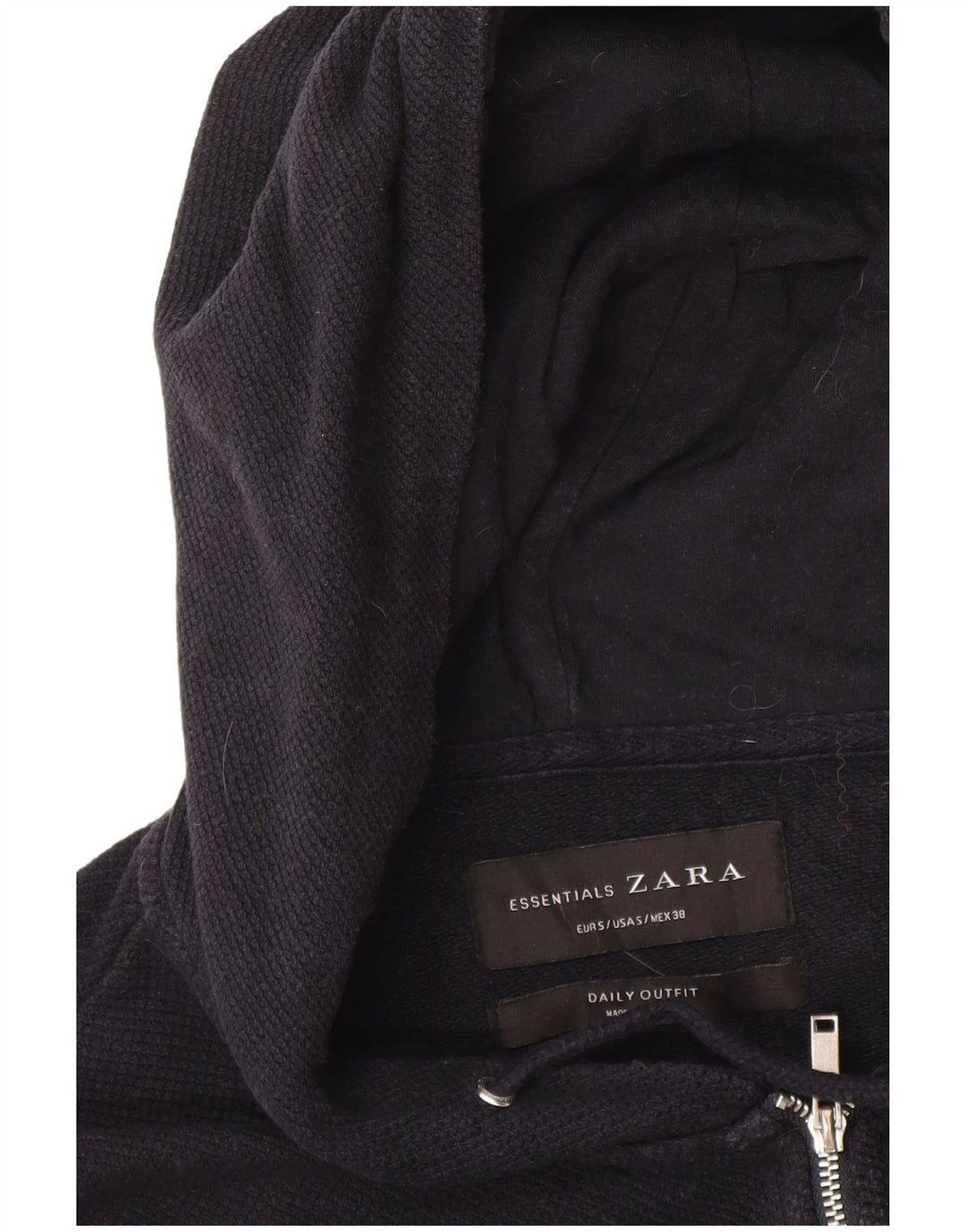 Zara Herren-Kapuzenpullover mit Reißverschluss, Größe S, Marineblau