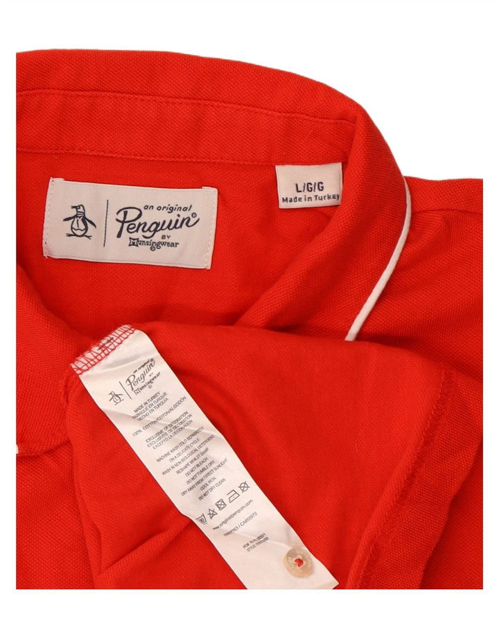 Penguin Herren-Poloshirt, groß, aus roter Baumwolle