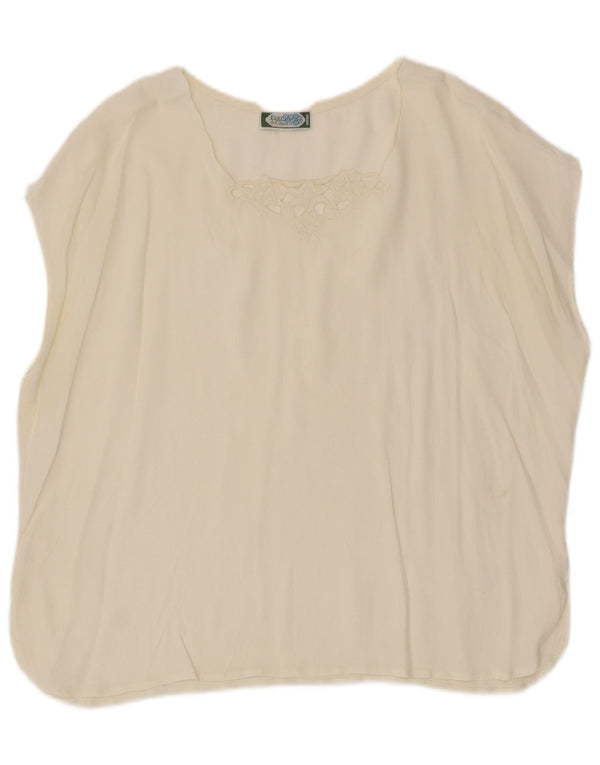Fiori di Chiara Damen Blusentop IT 50 XL Weiß geblümtes Acetat
