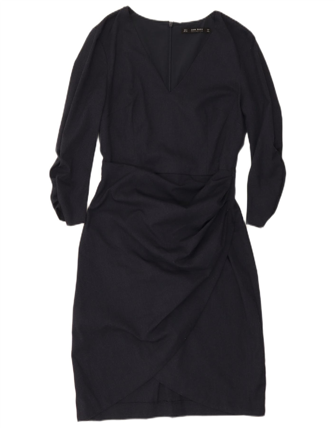 Zara Damen-Etuikleid mit 3/4-Ärmeln, Größe S, Marineblau, Polyester