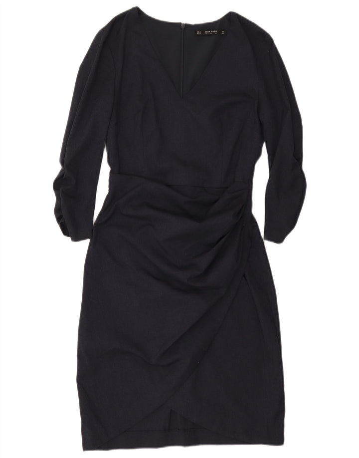 Zara Damen-Etuikleid mit 3/4-Ärmeln, Größe S, Marineblau, Polyester