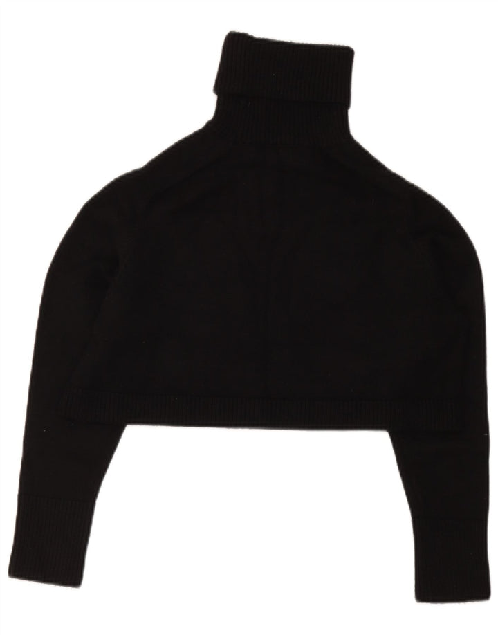 Zara Damen Rollkragen-Crop-Top UK 10 Small Schwarze Viskose