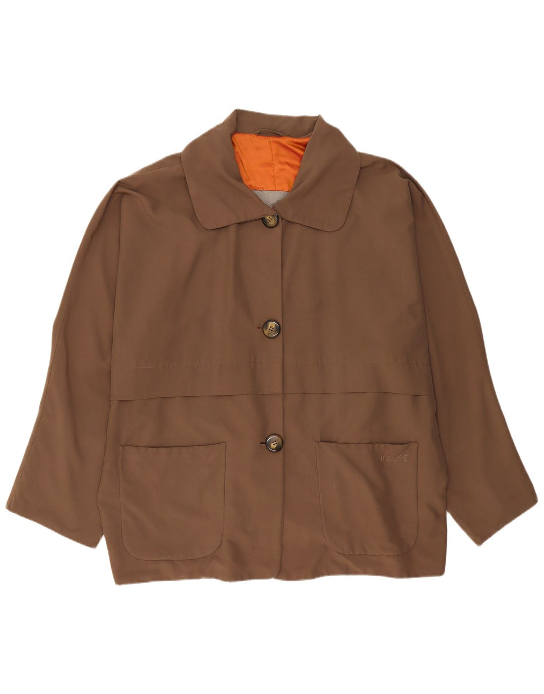 Übergroße Utility-Jacke mit 3 Knöpfen für Damen von Belfe, EU 44, XL, braunes Nylon