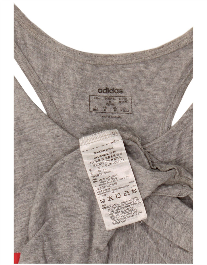 Adidas Damen Graphic Vest Top UK 12/14 Mittelgraue Baumwolle