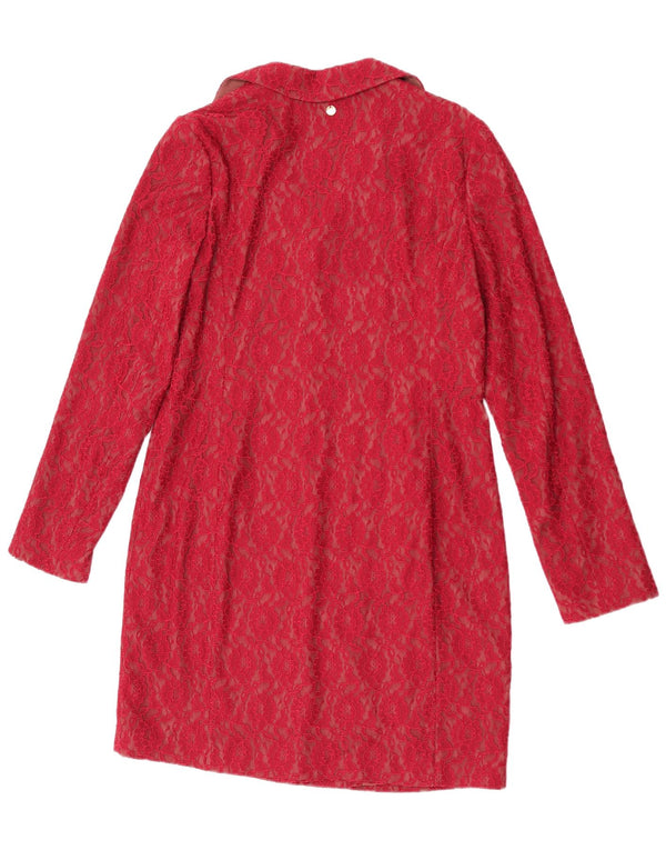 Liu Jo Damen Langarm-Etuikleid IT 46 Large Burgundy Floral