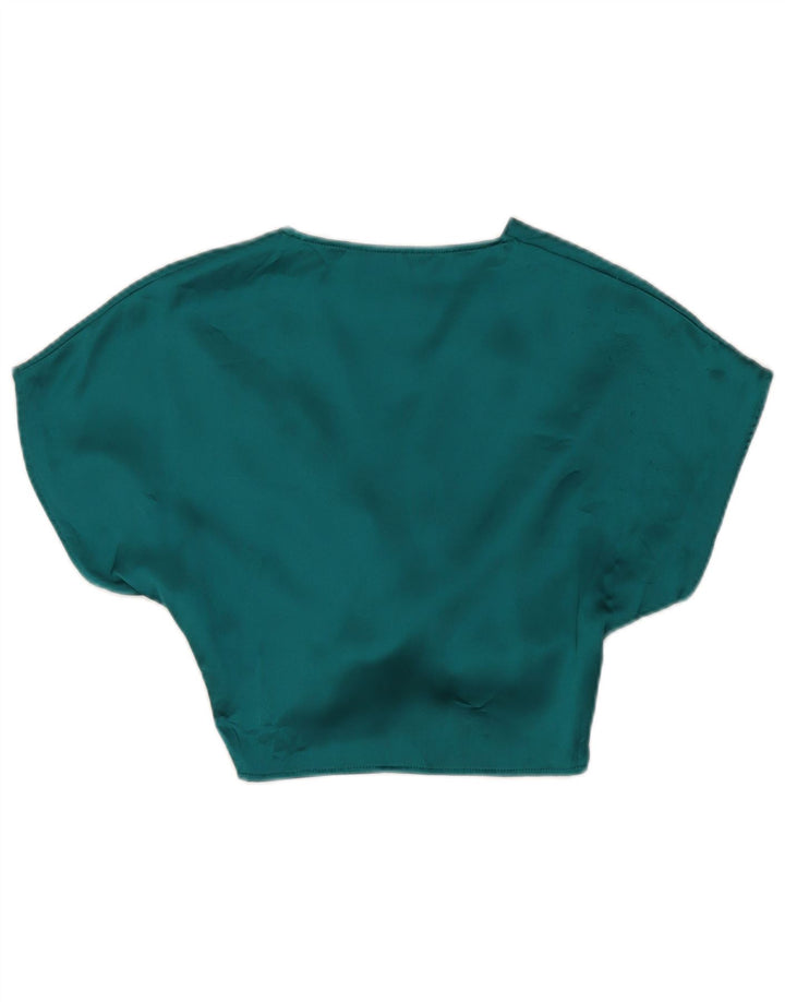 Zara Damen Crop Bluse Top UK 6 XS Grün Polyester