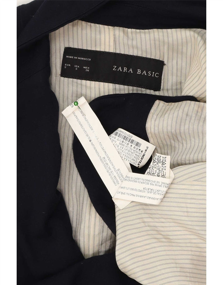 Zara Damen 1-Knopf-Blazerjacke UK 10 Small Marineblau Acetat