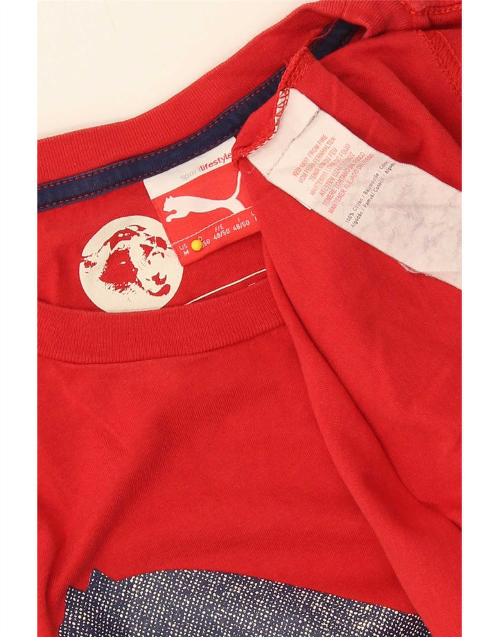 Puma Herren Grafik-T-Shirt-Oberteil aus mittelroter Baumwolle