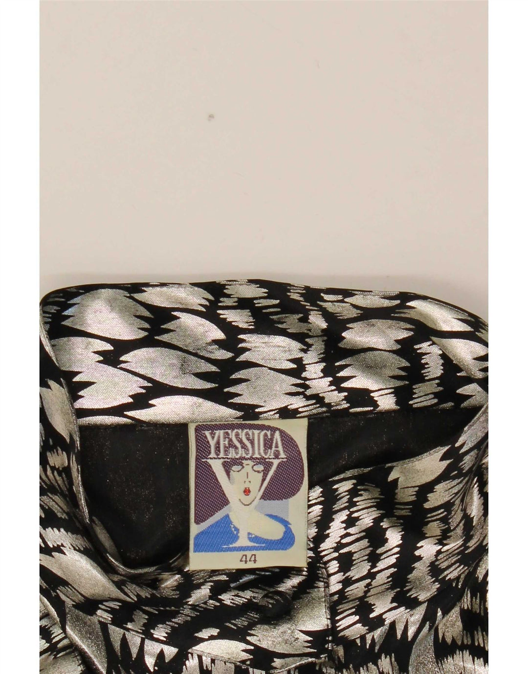 Yessica Damen Hemdbluse EU 44 XL Silberfarbenes Polyester mit Animal-Print