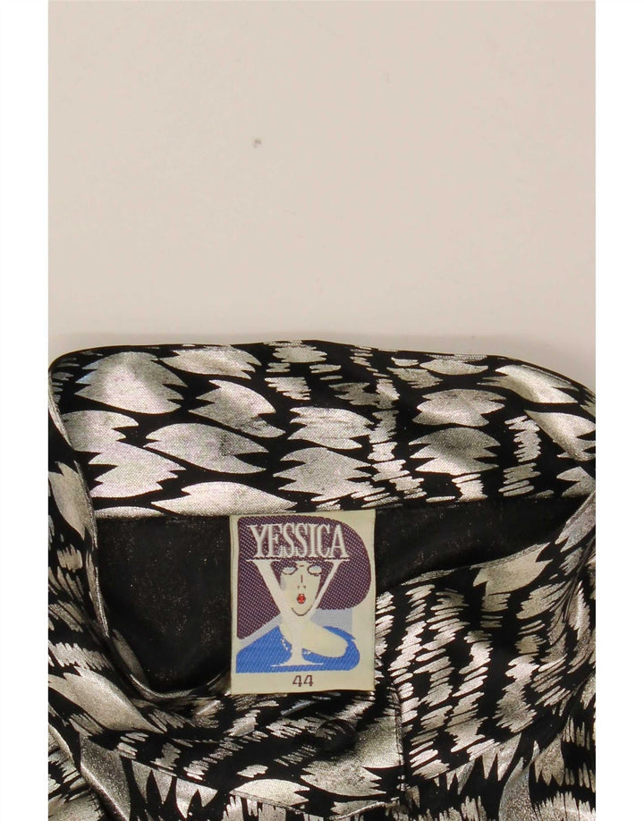 Yessica Damen Hemdbluse EU 44 XL Silberfarbenes Polyester mit Animal-Print