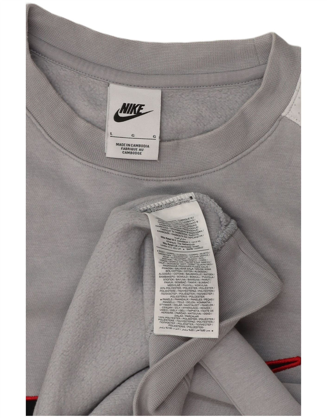 Nike Herren-Sweatshirt mit Grafik, groß, graues Colourblock-Polyester