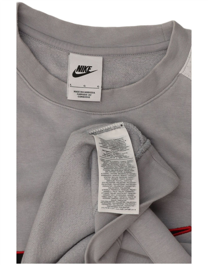 Nike Herren-Sweatshirt mit Grafik, groß, graues Colourblock-Polyester