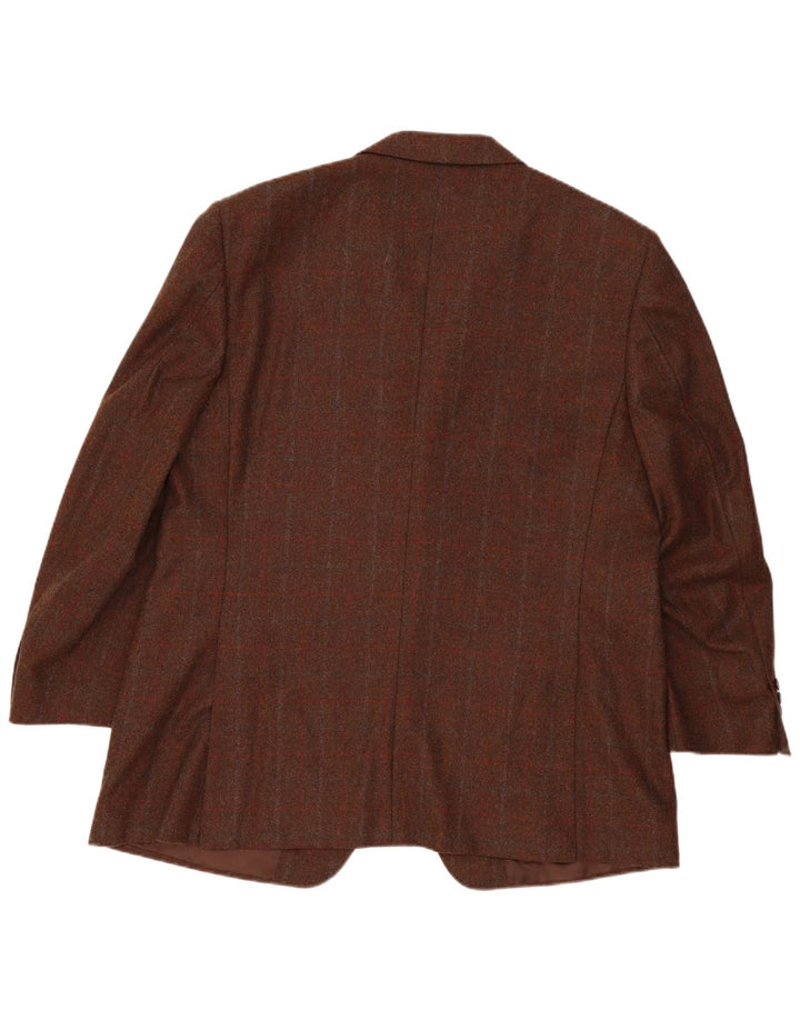 Canali Herren-Blazer mit 3 Knöpfen, IT 58 4XL, braun karierte Wolle