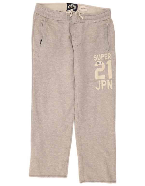 Superdry Herren-Trainingsanzughose mit grafischem Muster, XL, grau gefleckte Baumwolle