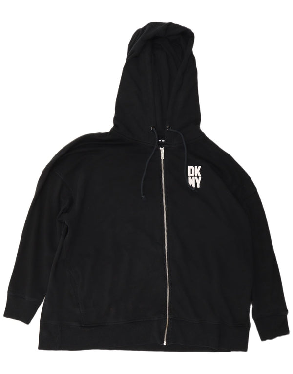 Dkny Womens Oversized Zip Hoodie Pullover UK 18 XL Marineblau Baumwolle
