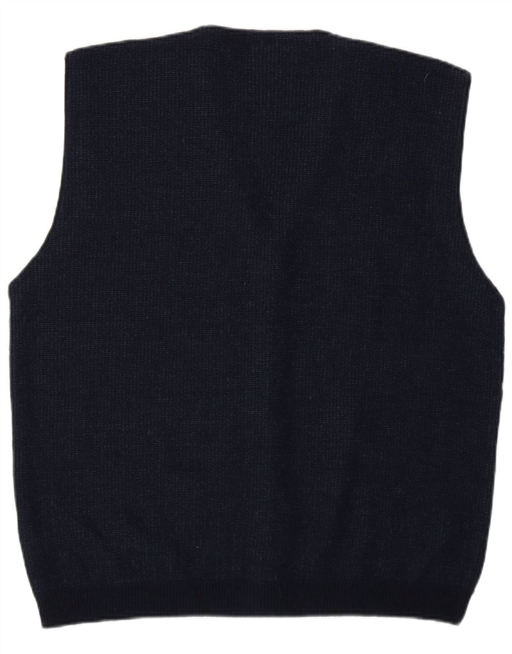 Rodes Herren ärmelloser Cardigan-Pullover, mittleres Marineblau, Fair Isle-Muster