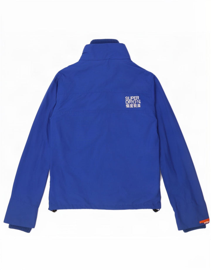 Superdry Damen Regenjacke UK 12 Mittelblaues Nylon