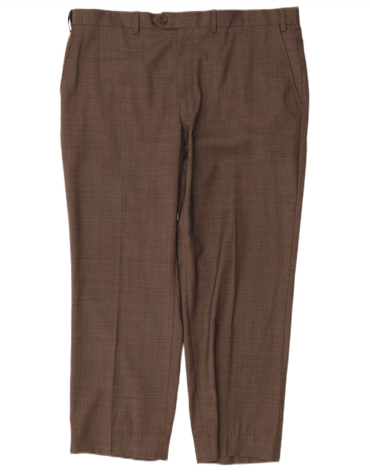 Gerade Herren-Anzughose von Marks & Spencer, W38, L29, braune Wolle