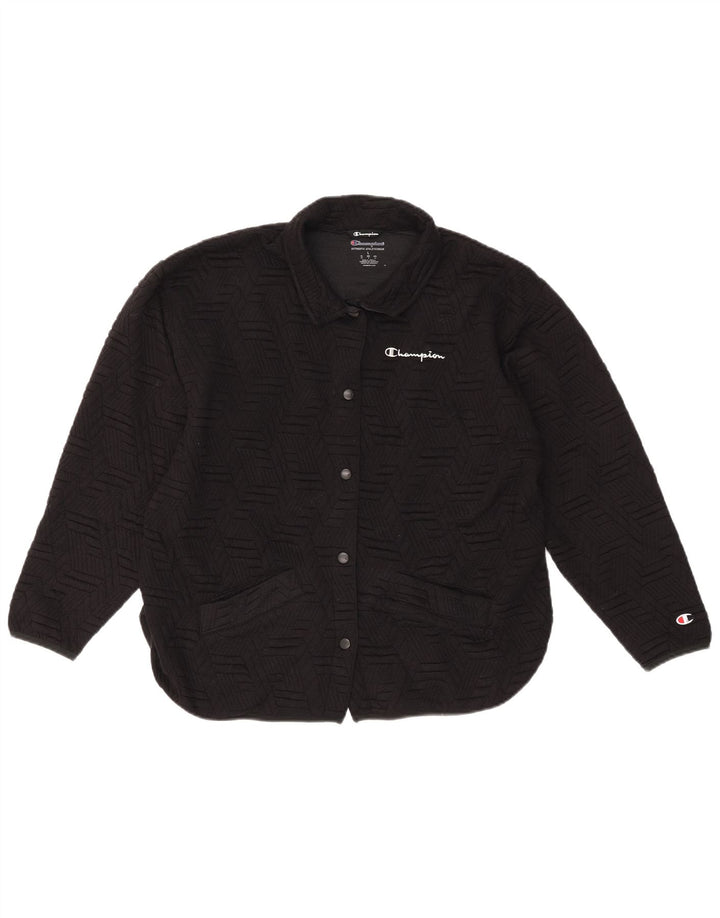 Champion Damen-Trainingsanzug-Top-Jacke, UK 16, großes, schwarzes, geometrisches Polyester